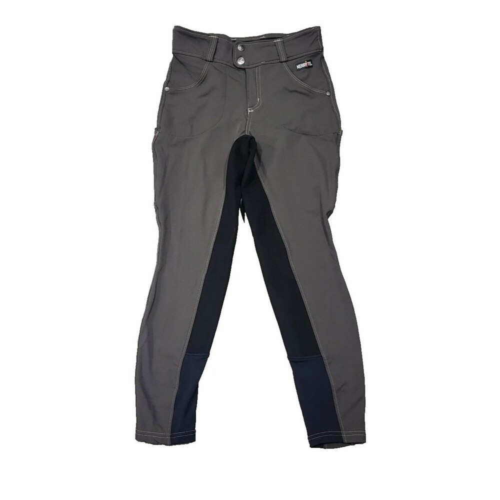 Kerrits Woman’s Equestrian Crossover Full Seat Breeches Olive/Black Sizes XSmall